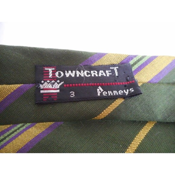Vintage  striped Green Purple Yellow Clip on Tie Necktie Snapper - Picture 5 of 7